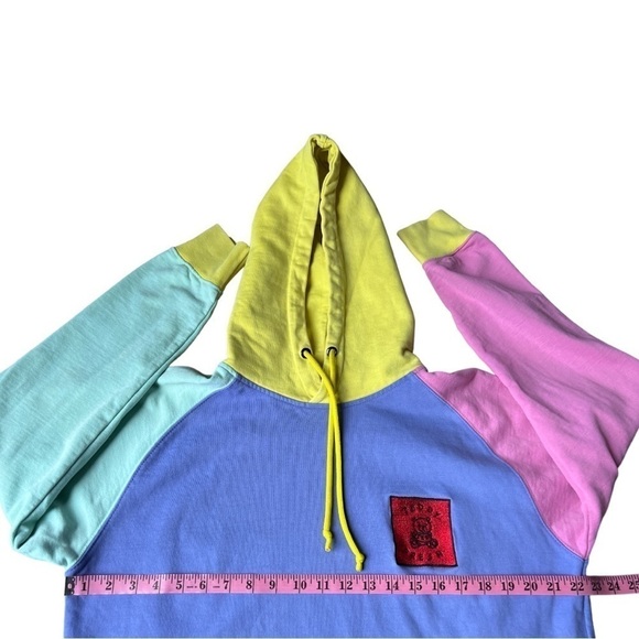 Teddy Fresh LA Streetwear Men’s Pastel Colorblock Hoodie Embroidered Logo Medium - Picture 9 of 10